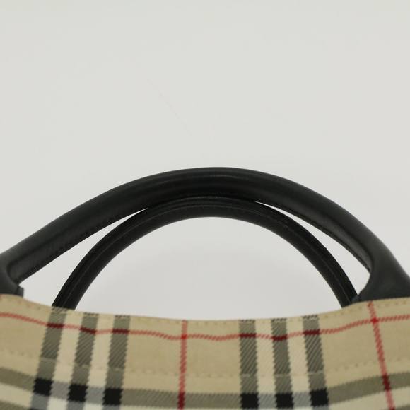 Burberrys Nova Check Blue Label Hand Bag Nylon Beige Auth bs6659 - Picture 8 of 16